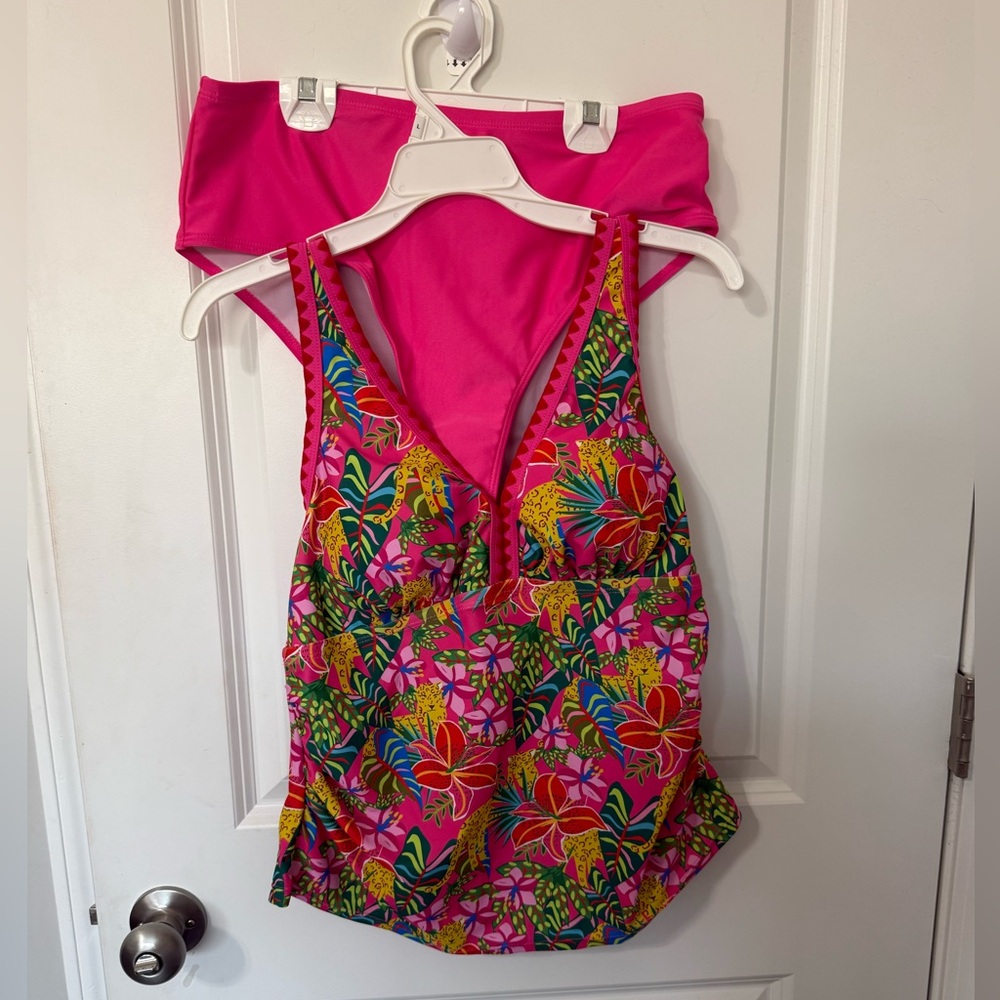 Tropical Pink‎ women’s tankini set NEW 0XL